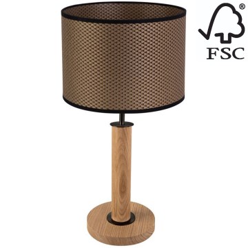 Lampa stołowa BENITA 1xE27/60W/230V 48 cm brązowa/dąb – certyfikat FSC