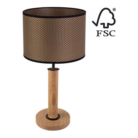 Lampa stołowa BENITA 1xE27/60W/230V 48 cm brązowa/dąb – certyfikat FSC