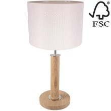 Lampa stołowa BENITA 1xE27/60W/230V 48 cm kremowa/dąb – certyfikat FSC