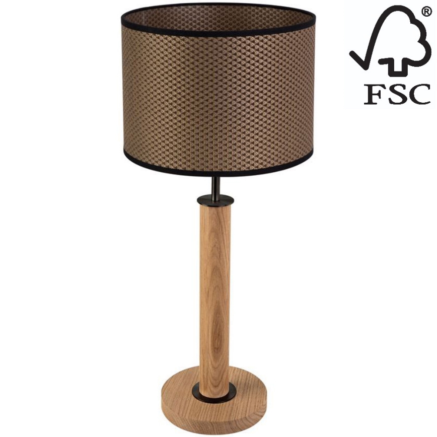 Lampa stołowa BENITA 1xE27/60W/230V 61 cm brązowa/dąb – certyfikat FSC