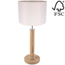 Lampa stołowa BENITA 1xE27/60W/230V 61 cm kremowa/dąb – certyfikat FSC