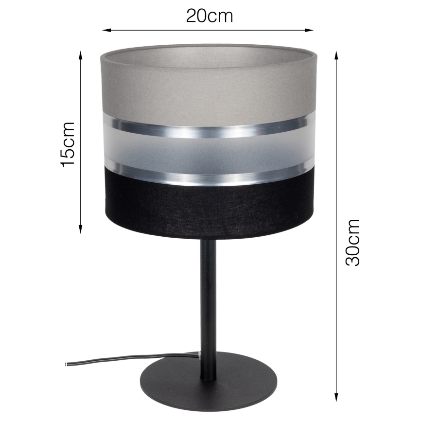 Lampa stołowa CORAL 1xE27/60W/230V czarna/szara