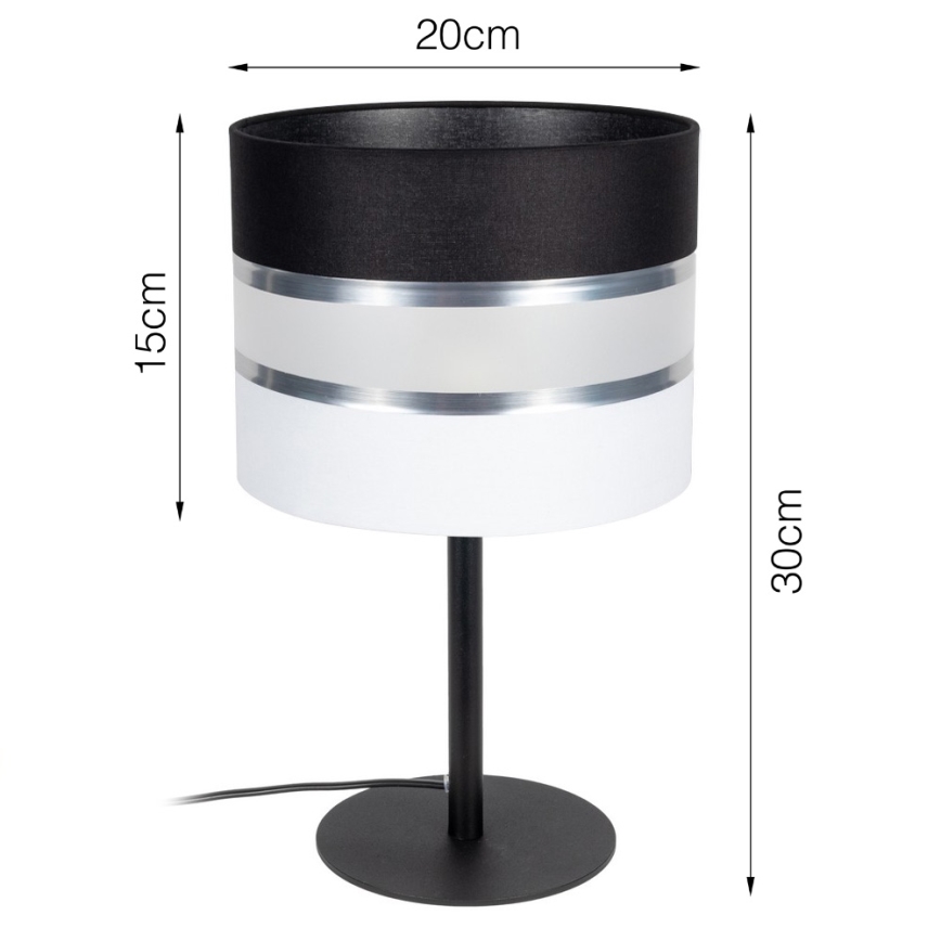 Lampa stołowa CORAL 1xE27/60W/230V czarny/biały