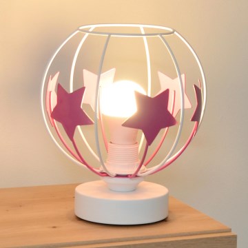 Lampa stołowa dziecięca STARS 1xE27/15W/230V różowy/biały