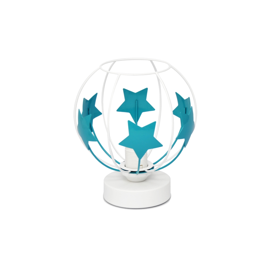 Lampa stołowa dziecięca STARS 1xE27/15W/230V turkusowy/biały
