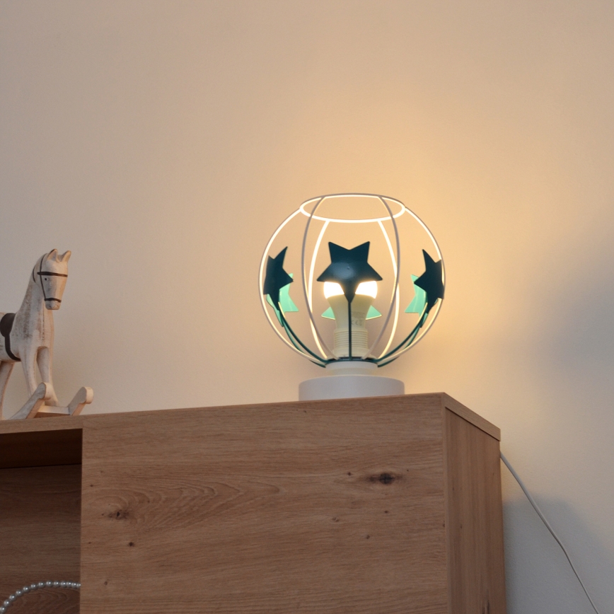 Lampa stołowa dziecięca STARS 1xE27/15W/230V turkusowy/biały