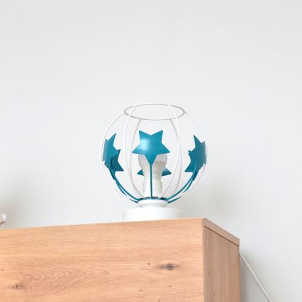 Lampa stołowa dziecięca STARS 1xE27/15W/230V turkusowy/biały