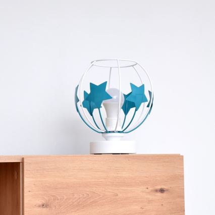 Lampa stołowa dziecięca STARS 1xE27/15W/230V turkusowy/biały