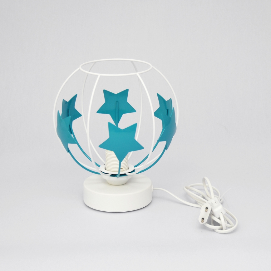 Lampa stołowa dziecięca STARS 1xE27/15W/230V turkusowy/biały