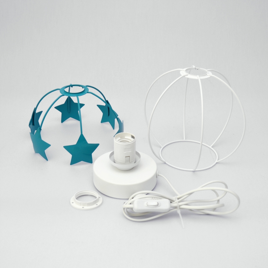 Lampa stołowa dziecięca STARS 1xE27/15W/230V turkusowy/biały
