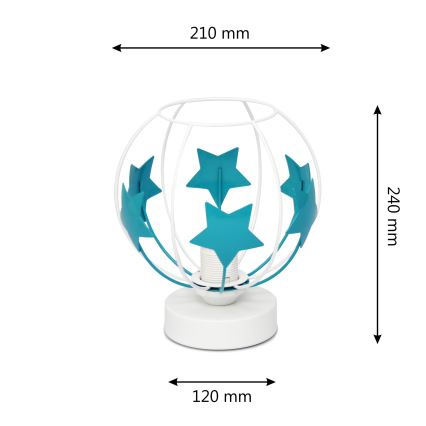 Lampa stołowa dziecięca STARS 1xE27/15W/230V turkusowy/biały