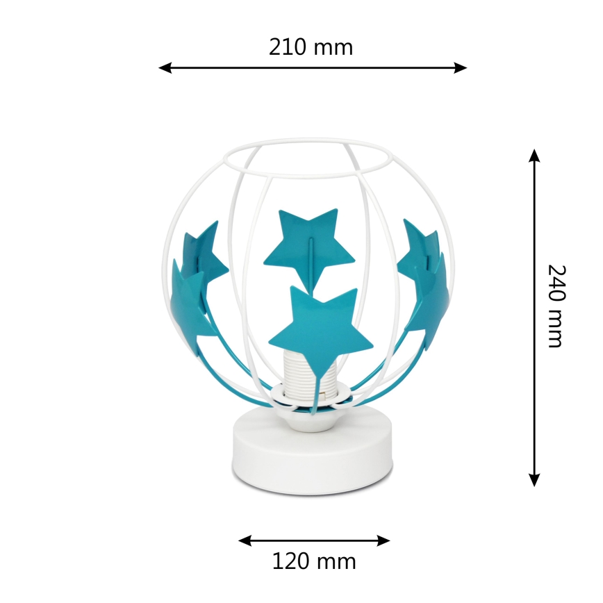 Lampa stołowa dziecięca STARS 1xE27/15W/230V turkusowy/biały