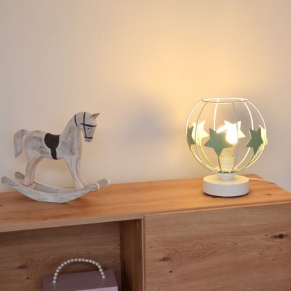 Lampa stołowa dziecięca STARS 1xE27/15W/230V zielony/biały