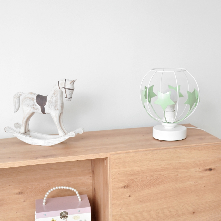 Lampa stołowa dziecięca STARS 1xE27/15W/230V zielony/biały