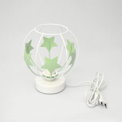 Lampa stołowa dziecięca STARS 1xE27/15W/230V zielony/biały