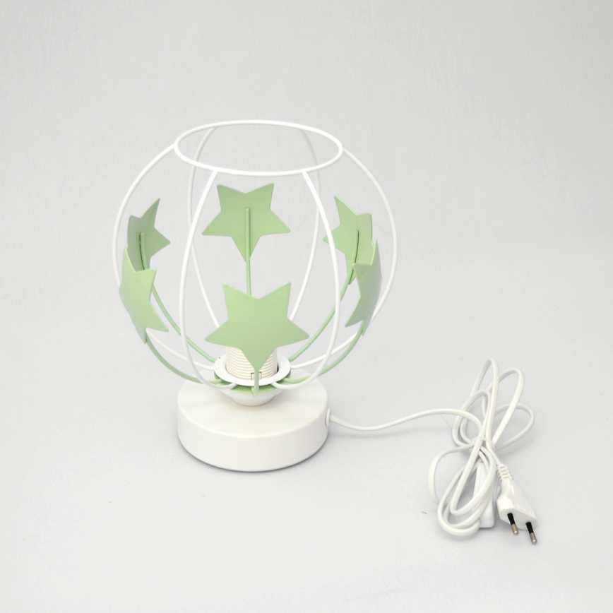 Lampa stołowa dziecięca STARS 1xE27/15W/230V zielony/biały
