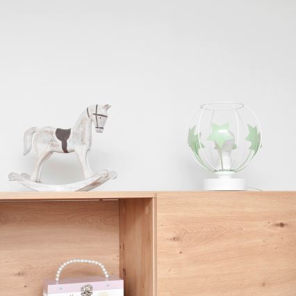 Lampa stołowa dziecięca STARS 1xE27/15W/230V zielony/biały