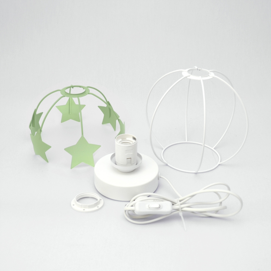 Lampa stołowa dziecięca STARS 1xE27/15W/230V zielony/biały