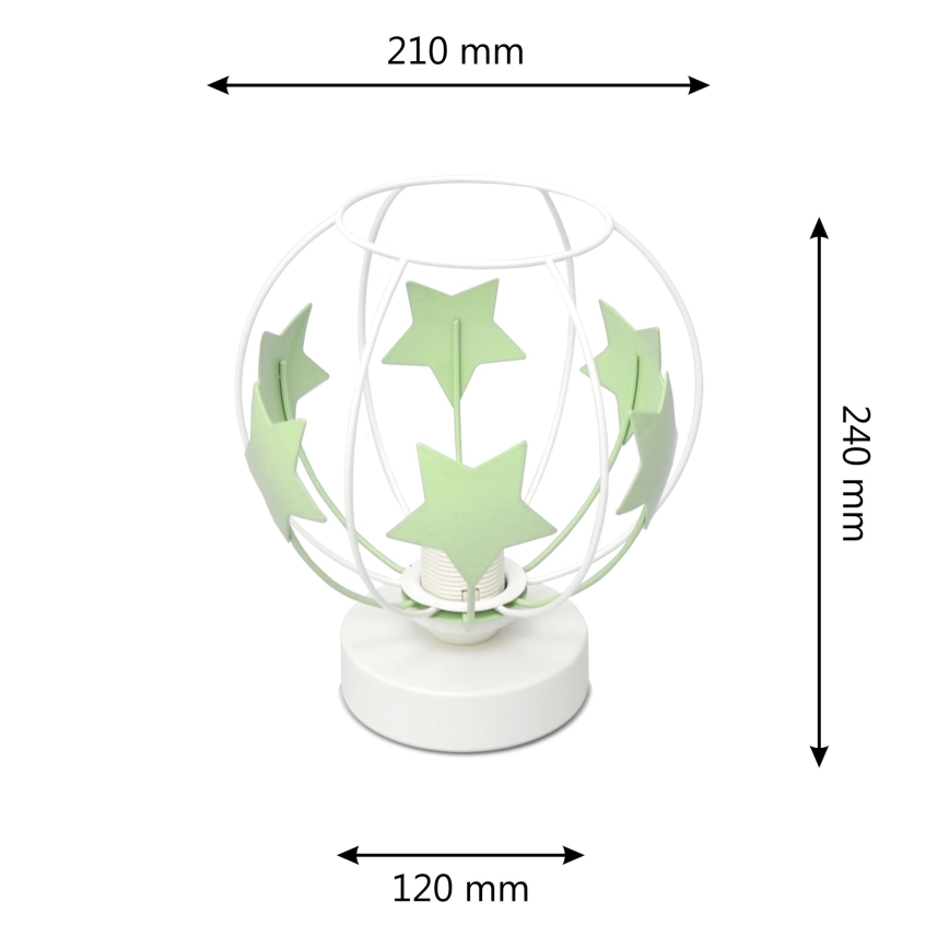 Lampa stołowa dziecięca STARS 1xE27/15W/230V zielony/biały
