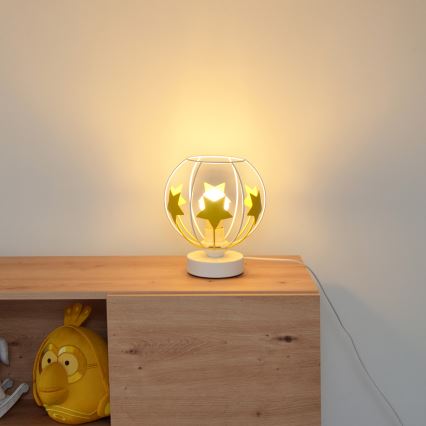Lampa stołowa dziecięca STARS 1xE27/15W/230V żółty/biały