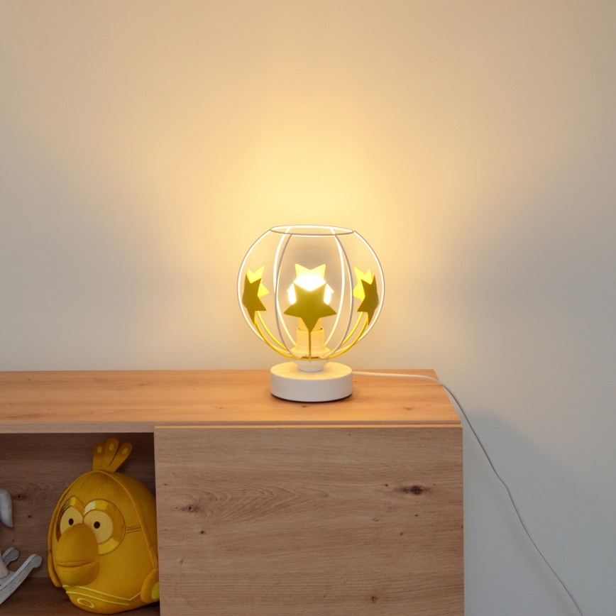 Lampa stołowa dziecięca STARS 1xE27/15W/230V żółty/biały
