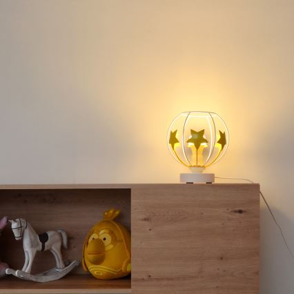 Lampa stołowa dziecięca STARS 1xE27/15W/230V żółty/biały