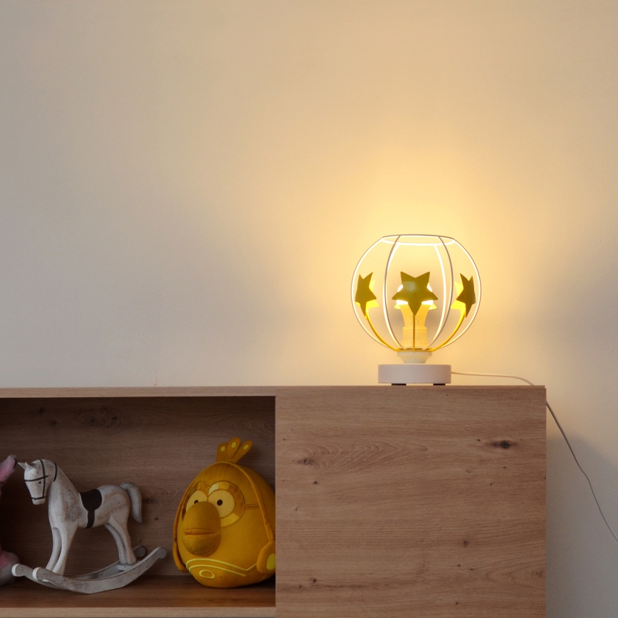 Lampa stołowa dziecięca STARS 1xE27/15W/230V żółty/biały