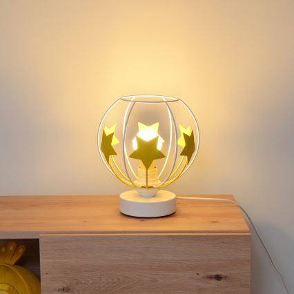 Lampa stołowa dziecięca STARS 1xE27/15W/230V żółty/biały
