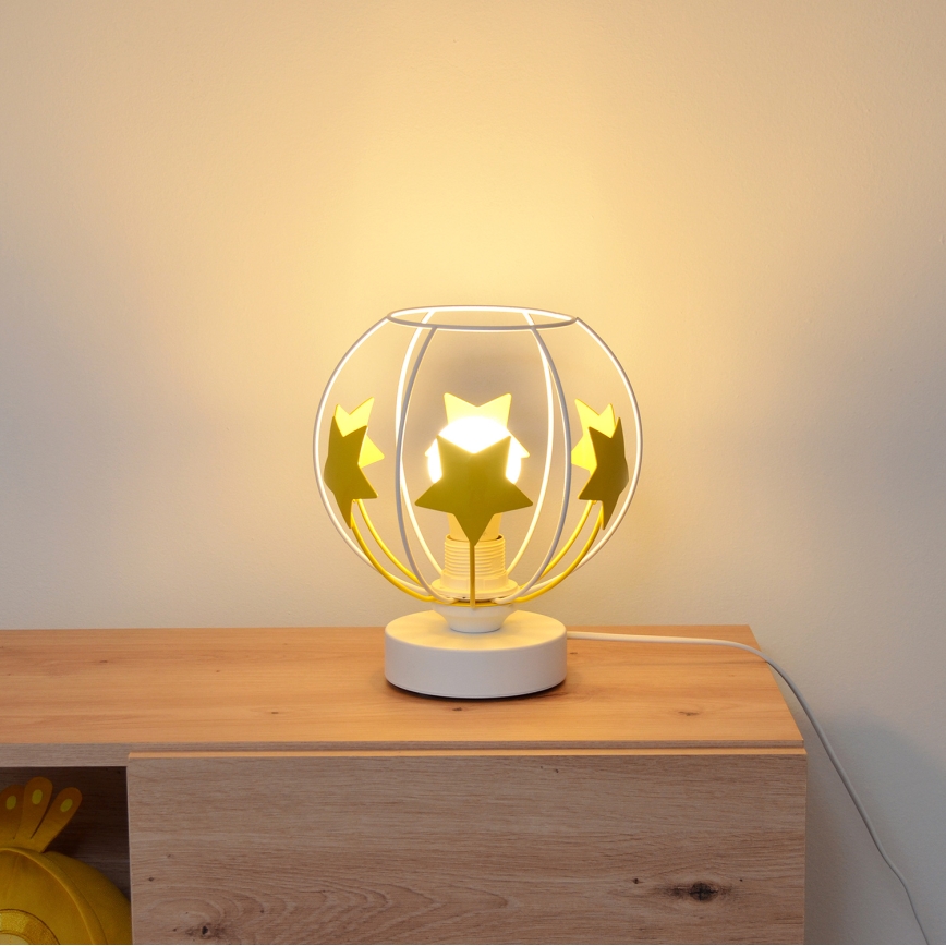 Lampa stołowa dziecięca STARS 1xE27/15W/230V żółty/biały