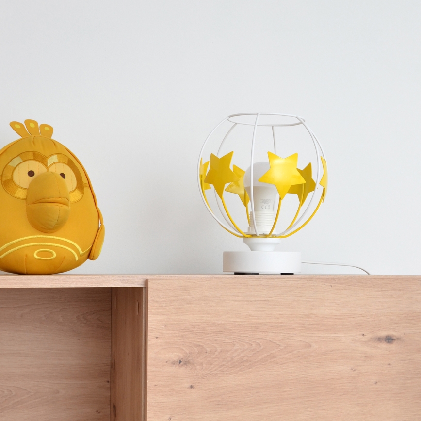 Lampa stołowa dziecięca STARS 1xE27/15W/230V żółty/biały