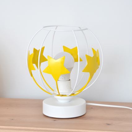 Lampa stołowa dziecięca STARS 1xE27/15W/230V żółty/biały