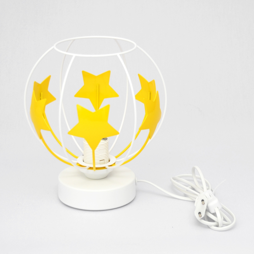 Lampa stołowa dziecięca STARS 1xE27/15W/230V żółty/biały