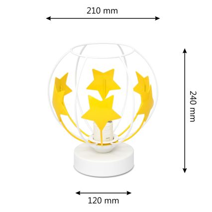 Lampa stołowa dziecięca STARS 1xE27/15W/230V żółty/biały