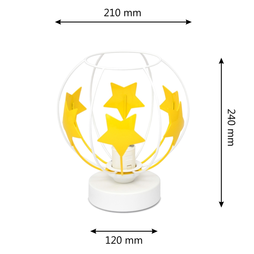 Lampa stołowa dziecięca STARS 1xE27/15W/230V żółty/biały