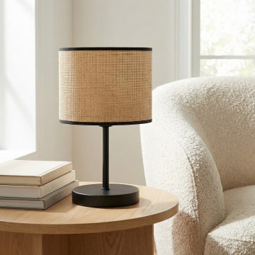 Lampa stołowa ECO 1xE27/15W/230V beżowa/rattan