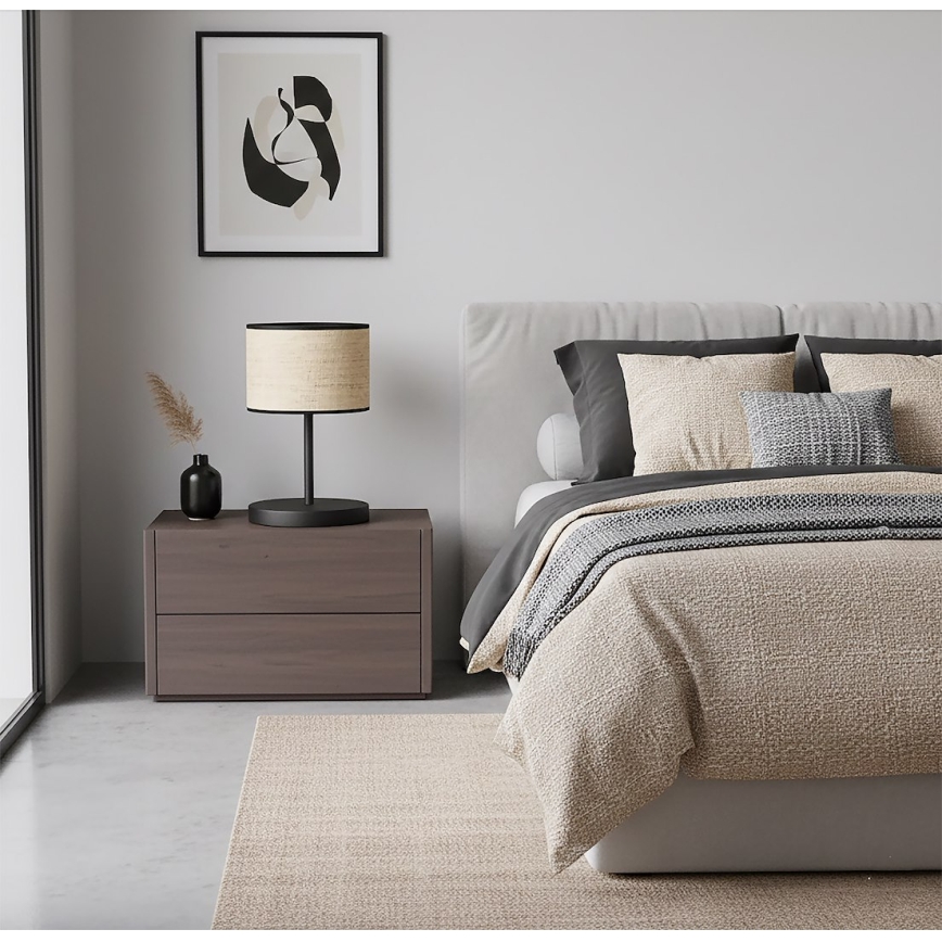 Lampa stołowa ECO 1xE27/15W/230V beżowa/rattan