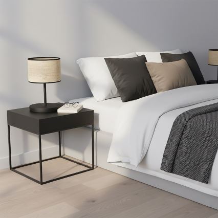 Lampa stołowa ECO 1xE27/15W/230V beżowa/rattan