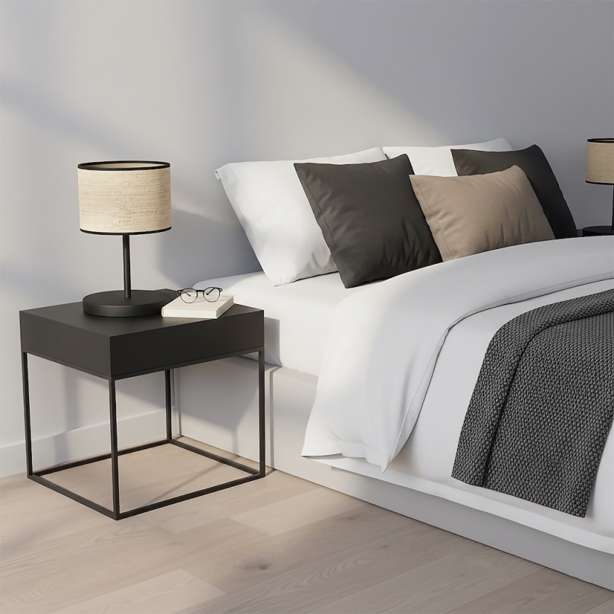 Lampa stołowa ECO 1xE27/15W/230V beżowa/rattan