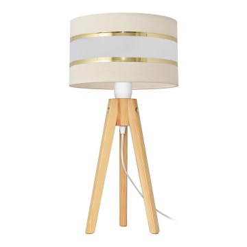Lampa stołowa HELEN 1xE27/15W/230V kremowa/złota/sosna