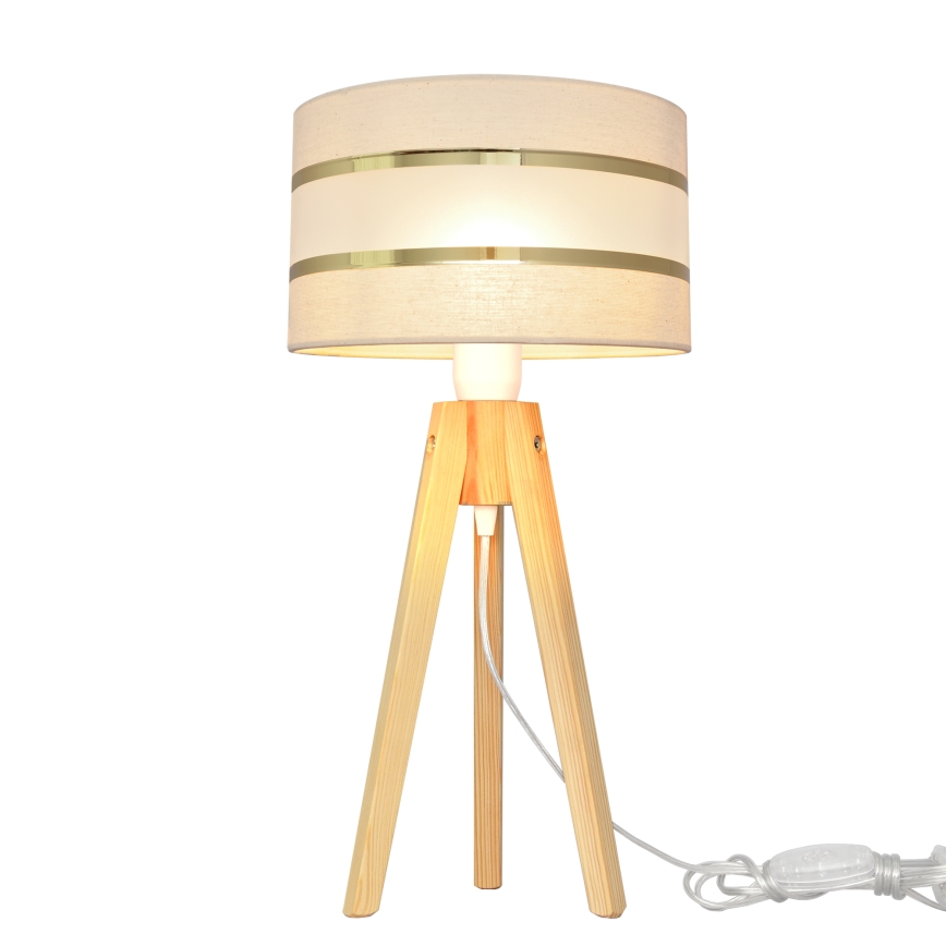 Lampa stołowa HELEN 1xE27/15W/230V kremowa/złota/sosna