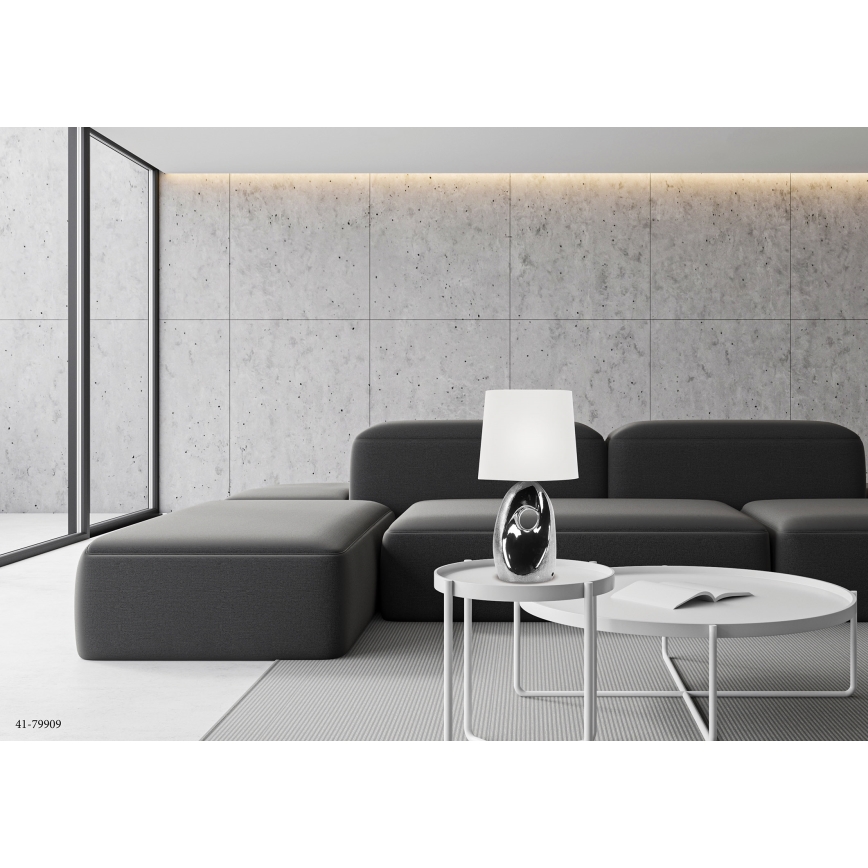 Lampa stołowa HIERRO 1xE27/60W/230V biały/chrom błyszczący