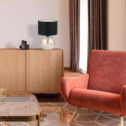 Lampa stołowa JETTE 1xE27/15W/230V czarna/beżowa