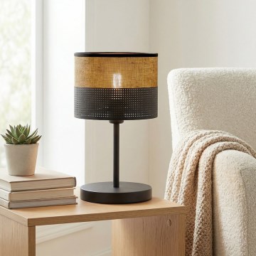 Lampa stołowa KARBON 1xE27/15W/230V czarna/brązowa