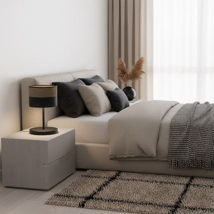 Lampa stołowa KARBON 1xE27/15W/230V czarna/brązowa