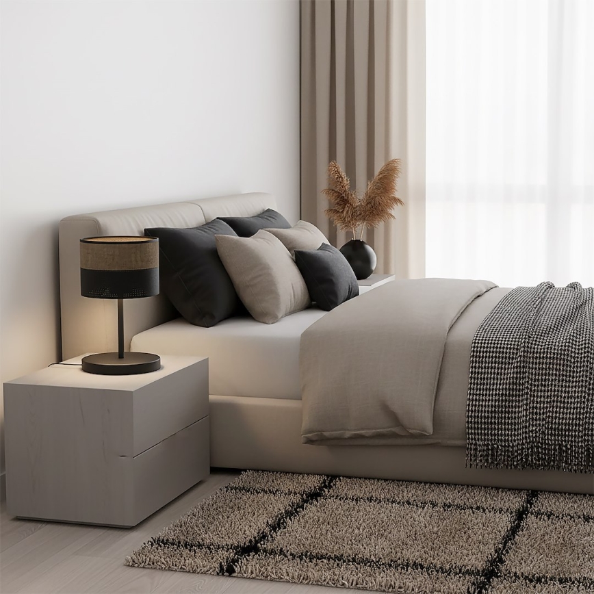 Lampa stołowa KARBON 1xE27/15W/230V czarna/brązowa