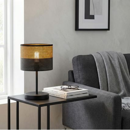 Lampa stołowa KARBON 1xE27/15W/230V czarna/brązowa