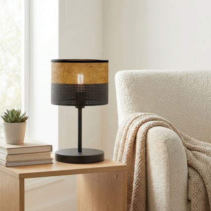 Lampa stołowa KARBON 1xE27/15W/230V czarna/brązowa