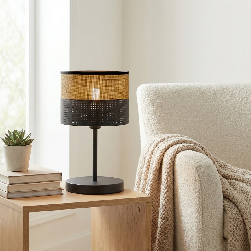 Lampa stołowa KARBON 1xE27/15W/230V czarna/brązowa