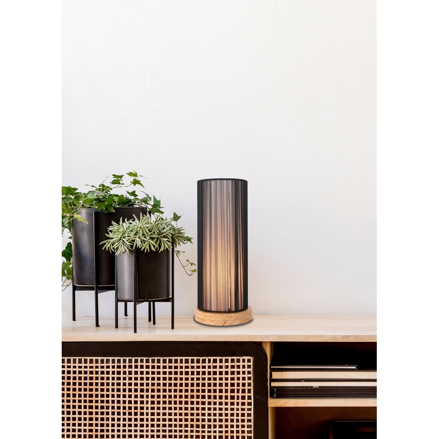 Lampa stołowa KIOTO 1xE27/40W/230V czarna/drewno