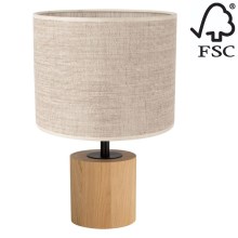 Lampa stołowa KRETA 1xE27/25W/230V dąb/beżowy dąb - certyfikat FSC
